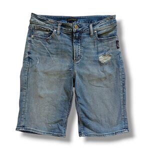 Silver Jean Shorts Avery Bermuda Blue Denim Highrise Medium Wash Size 31 9 Inch